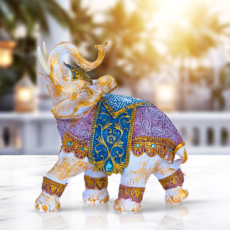 Statue éléphant Naco, décoration de table basse multicolore de 8 po, cadeau de pendaison de crémaillère idéal
