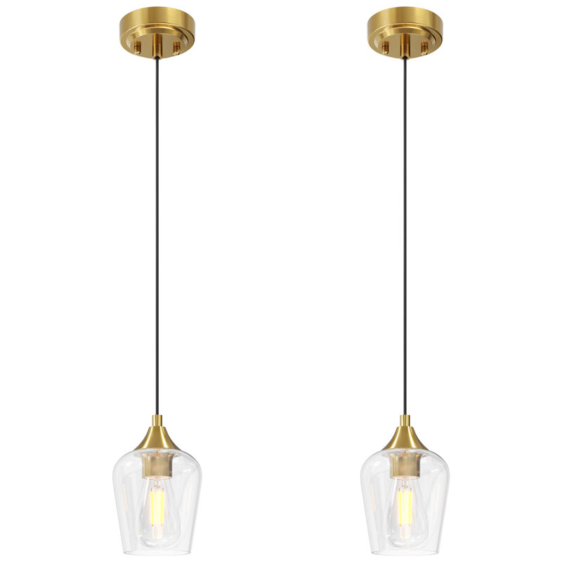 Pendant Light Fixture with Adjustable Height, Brushed Gold, 2