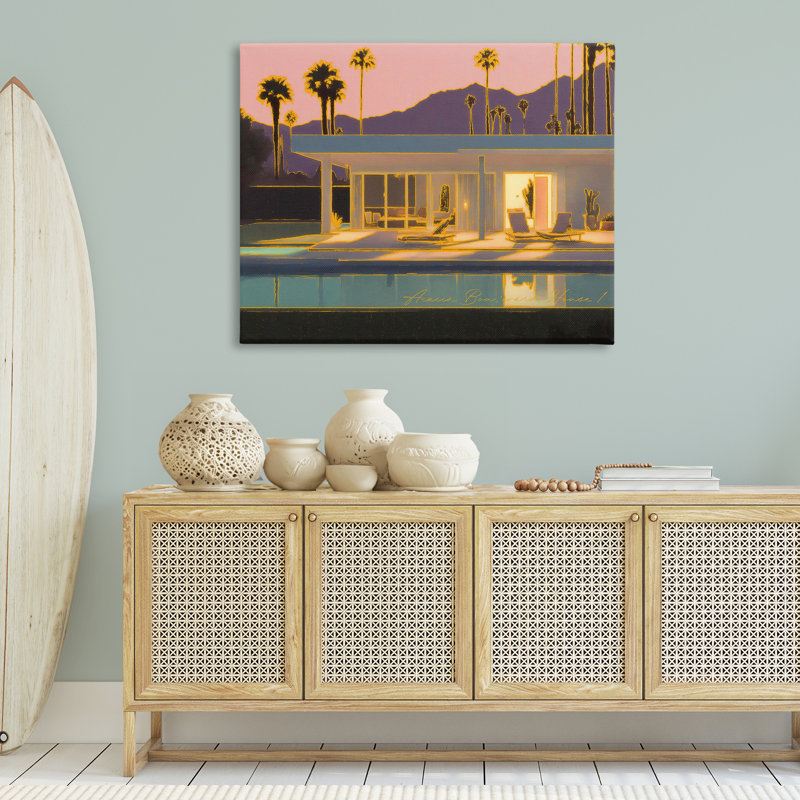 «Sunset Glow Summer Pool» par Noah Bay, H 36 po x l 48 po