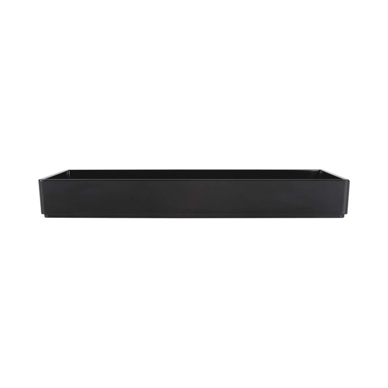 Black Rectangular Melamine Serving Tray with Handles