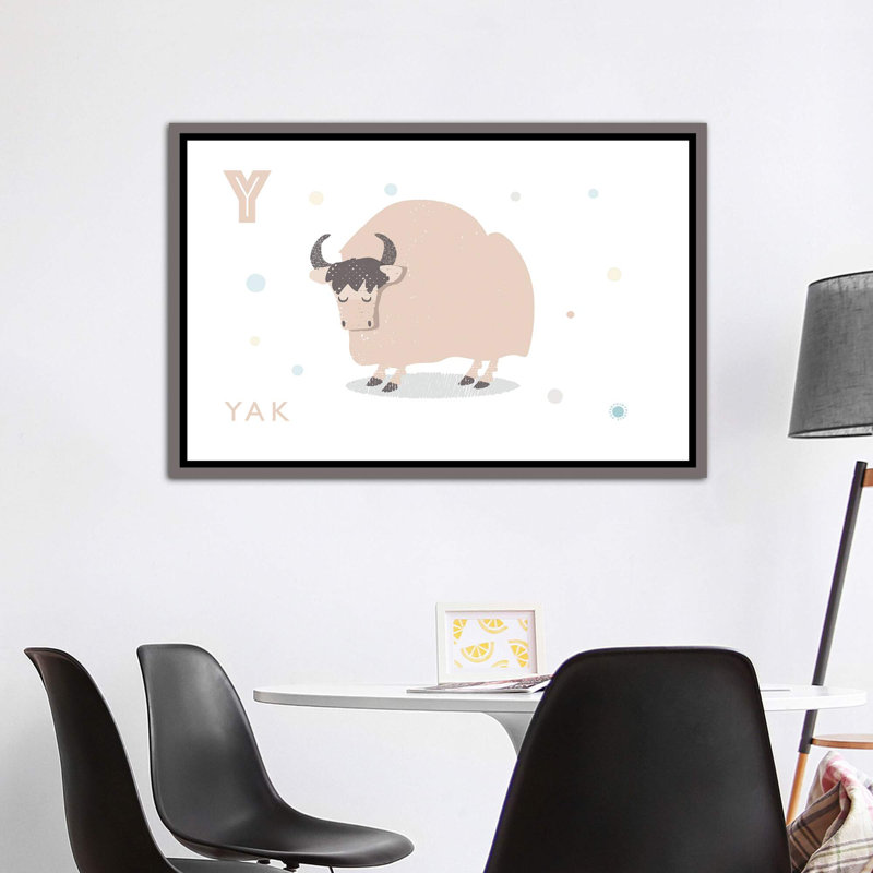 Yak - imprimé, H 40 po x l 60 po x 1,5 po, Toile avec cadre gris, Pas de tapis