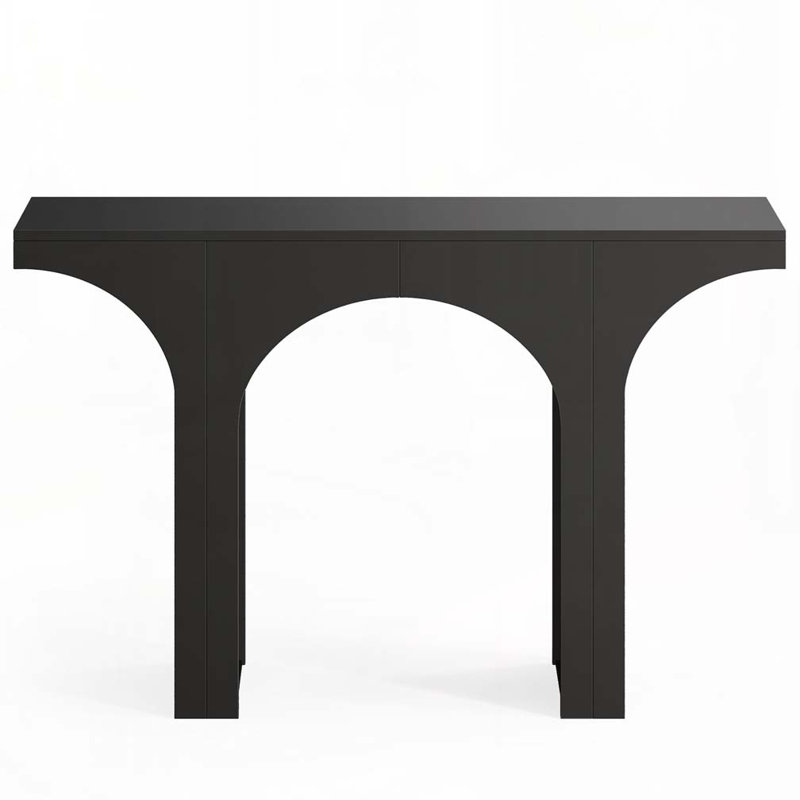 47” Modern Black Console Table for Entryway & Behind Sofa – Narrow Hallway Table with Arched Base