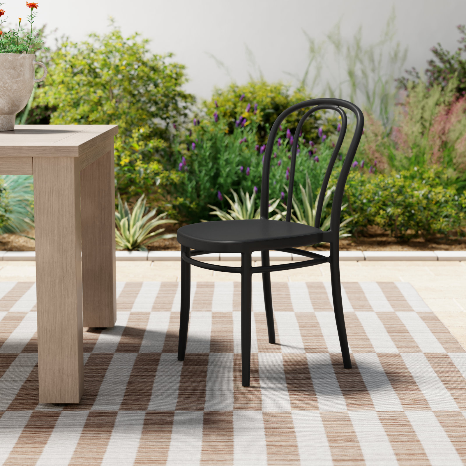 Farrah Stackable Patio Side Chair, Black