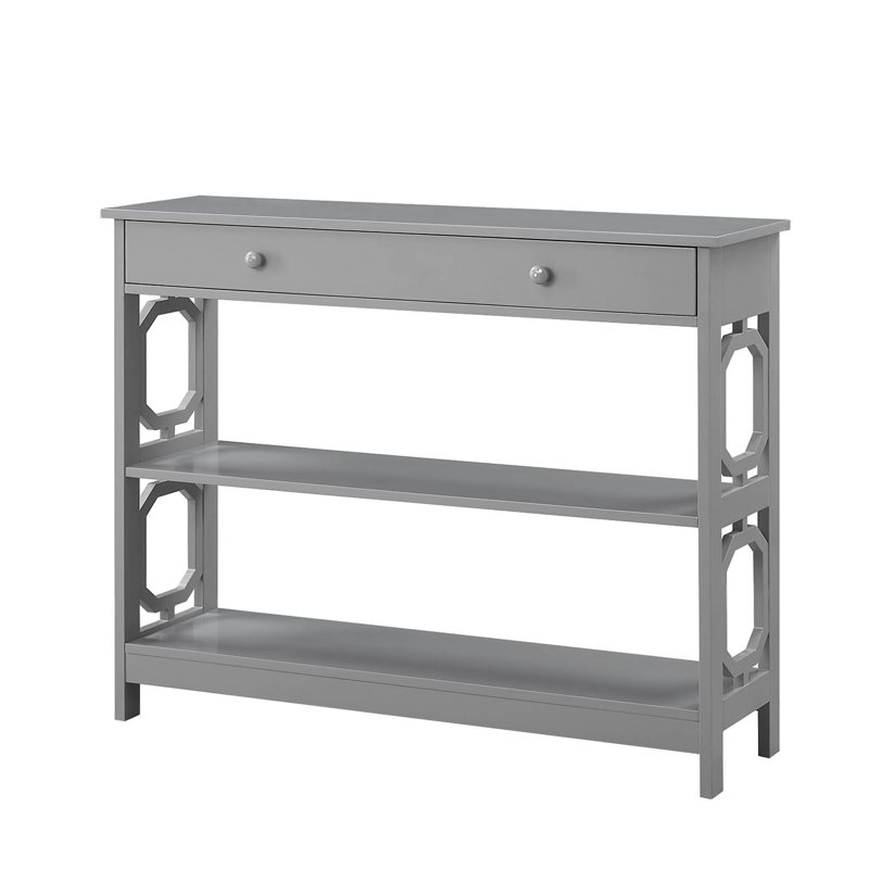 Minier 1-Drawer Console Table with Shelves, Gray, 31.5" H x 39.5" W x 12" D