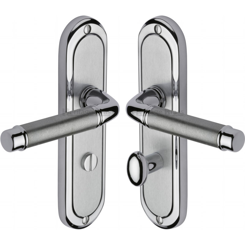 Heritage Brass Door Handle for Bathroom Saturn Long Design, Apollo