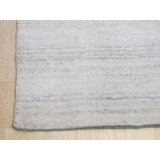 Ivory Hand-Knotted Wool Viscose Subtle Striations Geometric Modern Contemporary Carpet Rug