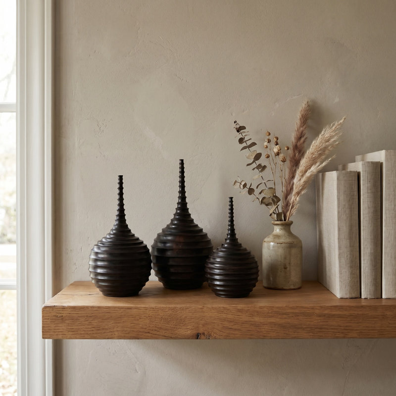Ebony Wood Collection Wood Jar, 8"