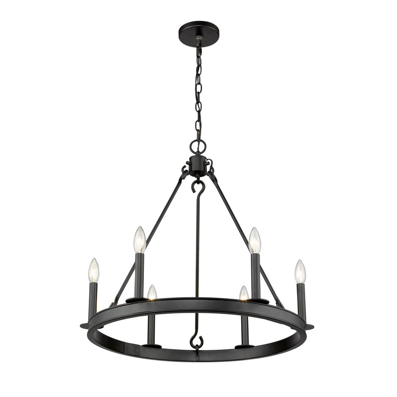 Karolina 6 - Light Dimmable Geometric Chandelier, Matte Black