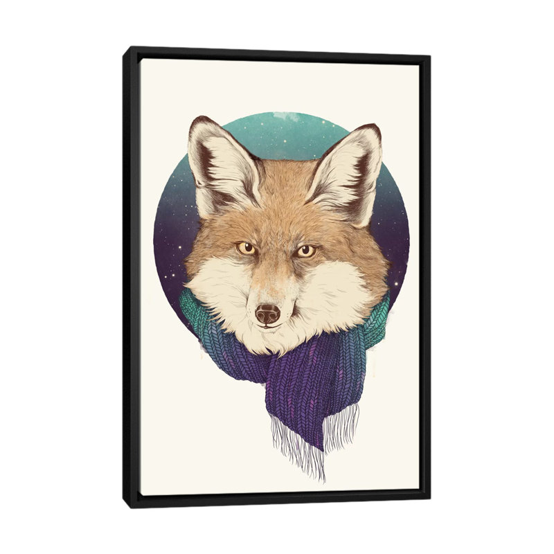 «Fox» par Laura Graves, impression sur toile, H 26 po x l 18 po x P 1,5 po, Toile encadrée noire, Pas de tapis