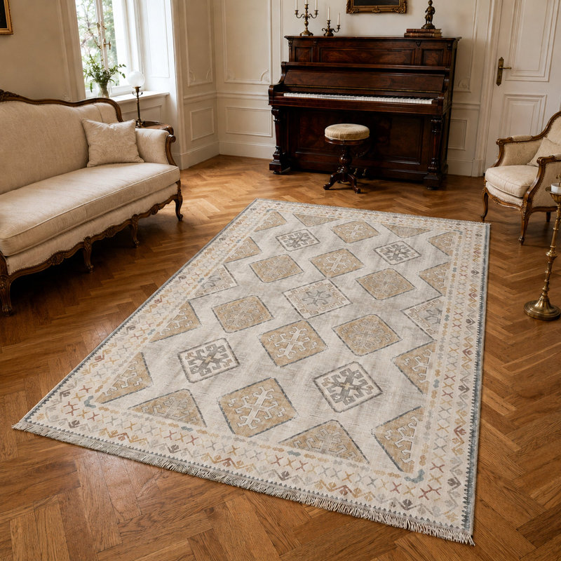 Oriental Cotton and Chenille Flatweave Area Rug, 80 x 150 cm