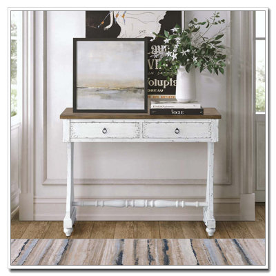 Console à 2 tiroirs blanc antique