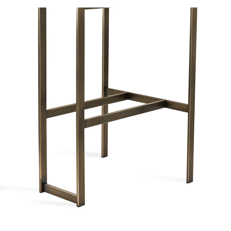 Landon Upholstered Stool with Metal Frame, Counter Stool (26" Seat Height), Antique Bronze, Cream Latte