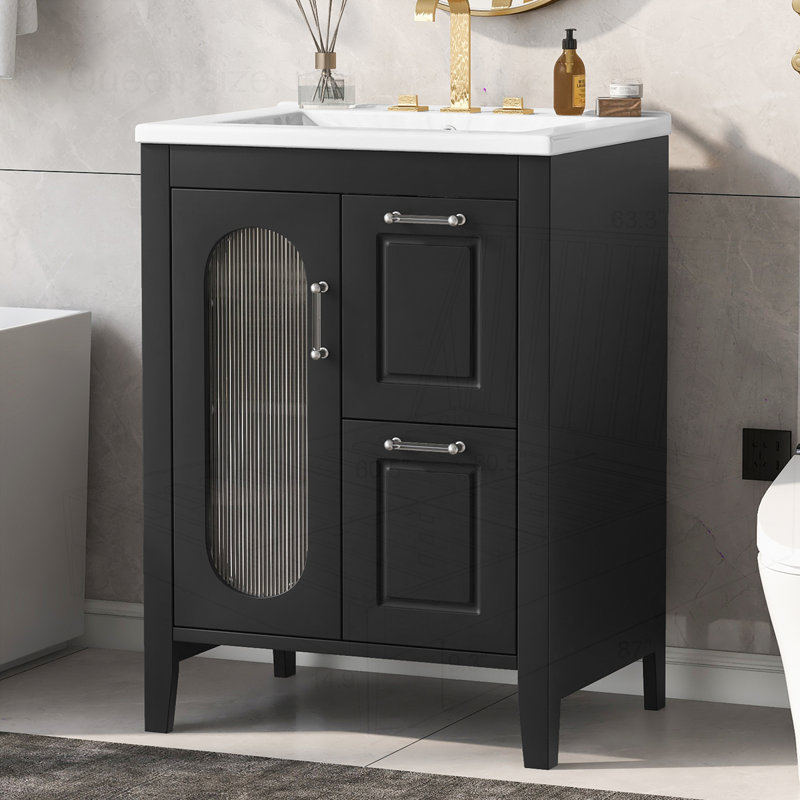 Meuble-lavabo 24 po avec lavabo, Noir