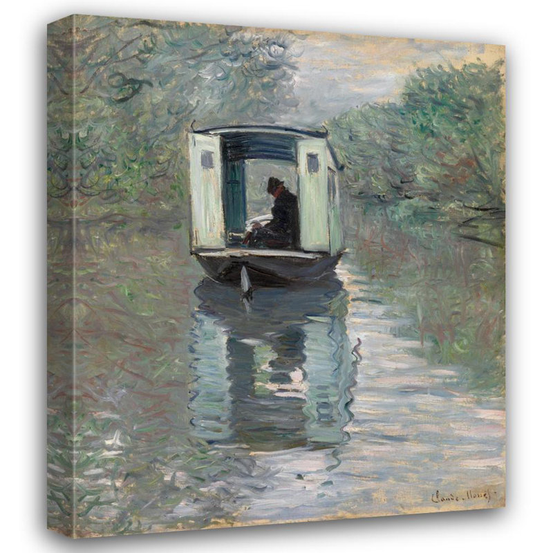 "The Studio Boat" by  Claude Monet - Gallery Wrap Canvas Wall Art, 48" H x 33" W