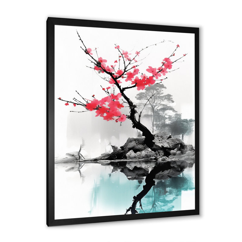 Art asiatique, lac Sumi I sur toile, Cadre photo noir, H 20 po x l 12 po x P 1 po