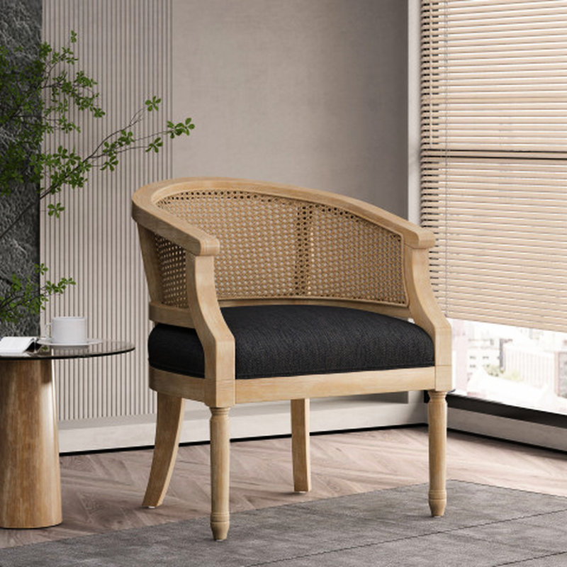 Chaise d'appoint moderne gris anthracite avec sangles de canne et conception ergonomique, Gris anthracite
