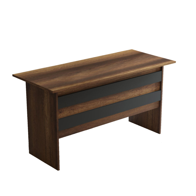 Modern Study Desk, Walnut & Anthracite, 55.1 x 29.0 x 23.6 inches | 100% Melamine Coated Particle Board, Thickness: 0.7 inches | Sleek Design for Home Office & Study Spaces, Durable & Stylish, Perfect for Productivity & Organization