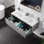 48 po Hereford Ensemble de meuble-lavabo mural en béton gris avec comptoir en quartz Carrara et lavabos en porcelaine encastrés-1848183233