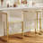26" Counter Height Bar Stools Barrel Counter Stools With Backrest,Off White Fabric Linen Golden Metal-993043390-990087648