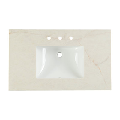 Plateau de meuble-lavabo à simple cuve intégrée 37 po x 22 po LustreLine Orelia