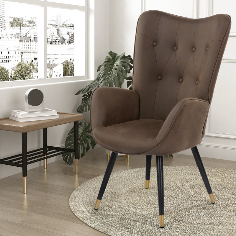 Lathgertha Upholstered Armchair, Dark Brown