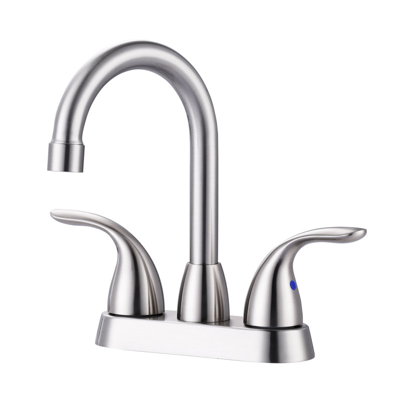 Brushed Nickel Double Handle High Arc Bathroom Faucet