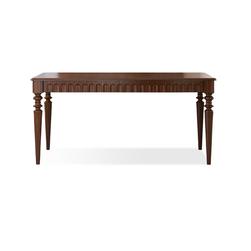 Retro Nut-Brown Rectangular Solid Wood Dining Table
