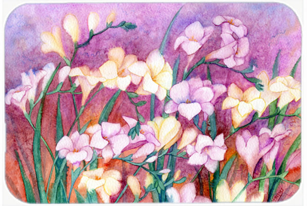 Caroline's Treasures Freesias Glass Cutting Board