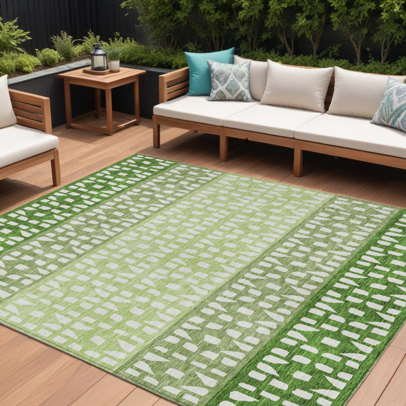 Tapis intérieur / extérieur vert lavable 9 pi x 12 pi vert sauge