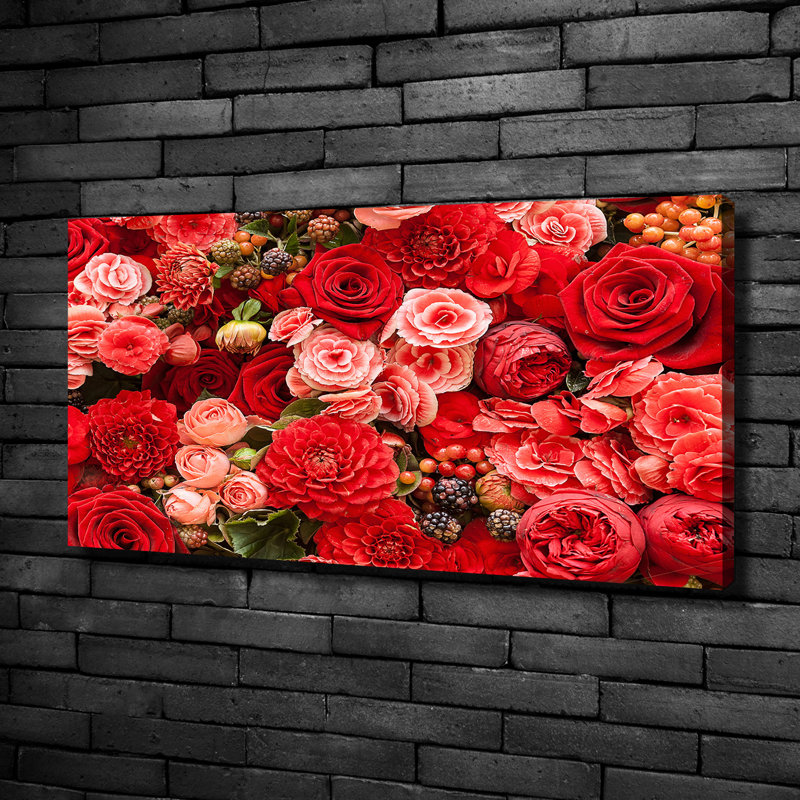 Red Flowers - No Frame Print on Canvas