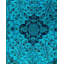 Tapis unique bleu / bleu sarcelle / noir Overyed 10 pi 1 po x 10 pi 2 po Overyed