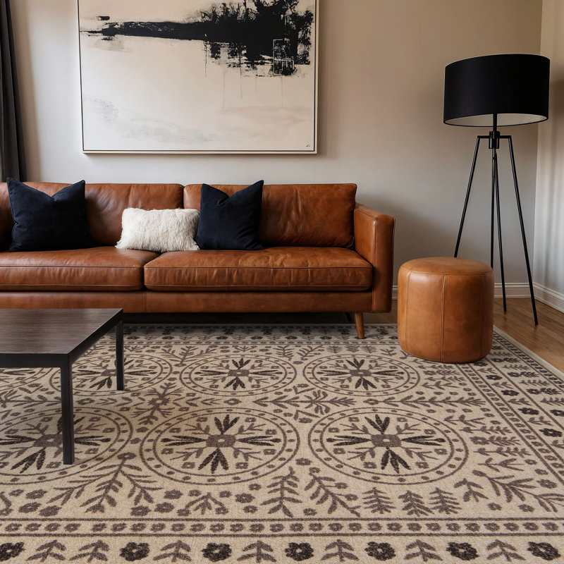 Tapis d'intérieur tissé à la machine Bolk, 6' 6" x 9', Crème