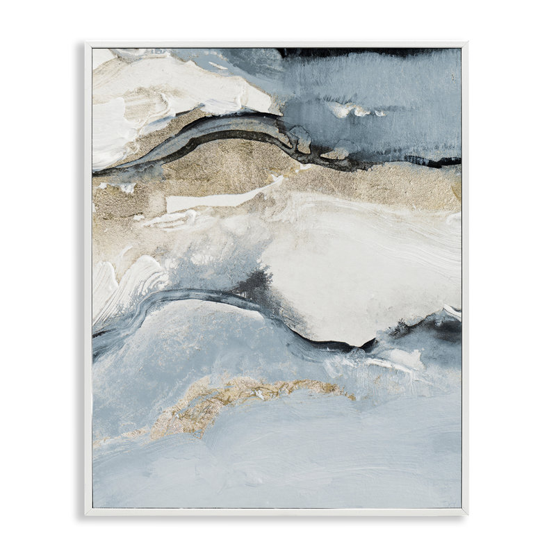 Art giclée à motif d'agate bleue bleue par Lanie Loreth, Estampe numérique encadrée blanc bord de mer, H 20 po x l 16 po