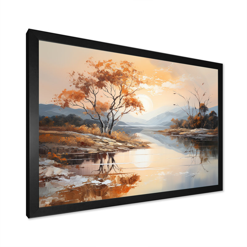 «Lakes Serenity Charm», impression sur toile, Cadre simple noir, H 34 po x l 44 po x P 1,5 po