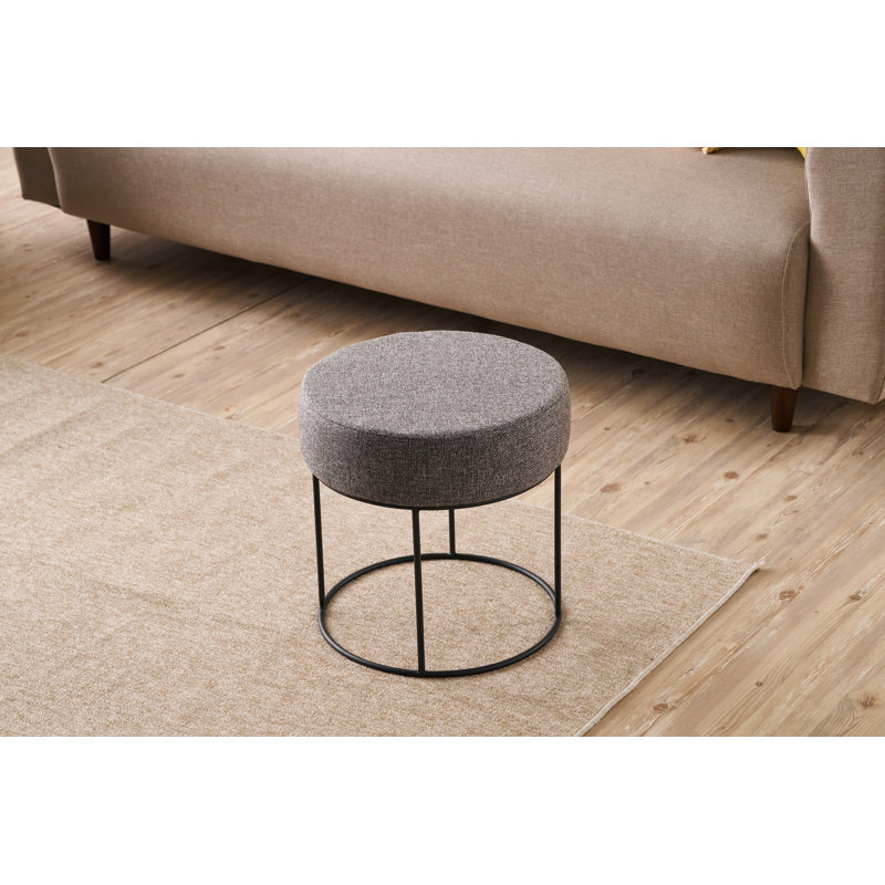 Anthracite Pouffe with Metal Legs, 15.7 Inches Diameter x 15.7 Inches Height | Durable 50% Cotton / 50% Polyester Fabric, Easy Clean | 32 DNS Foam for Comfortable Sitting | Stylish and Functional Accent for Any Room