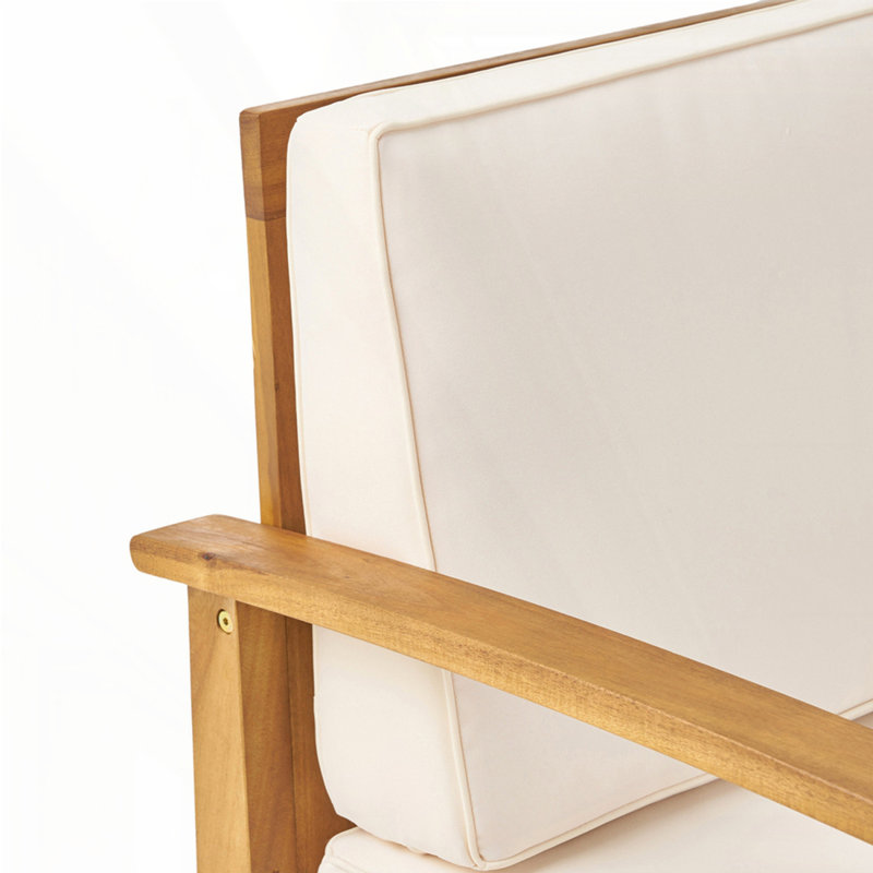 Chaise de patio pour club, Coussin crème / structure naturelle