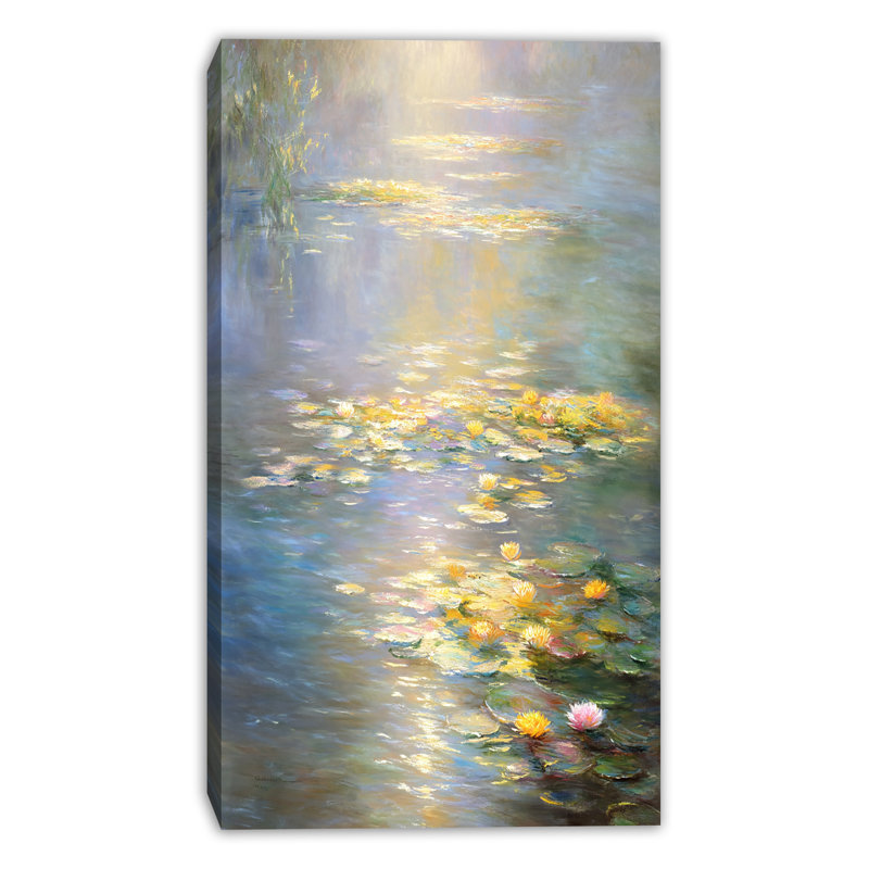 «Golden Light Water Lily Pond», reproduction d'art sur toile tendue, H 36 po x l 20 po x P 1,5 po