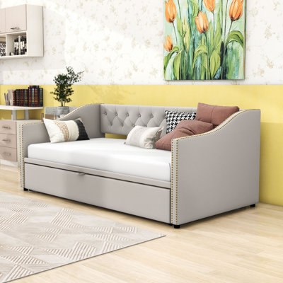 Twin Velvet Daybed with Pop-Up Twin Trundle