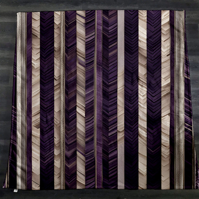 Throw Blanket, 68" W x 80" L, Black/White, Striped