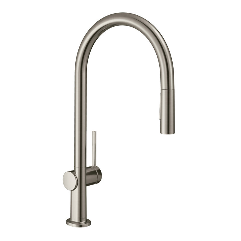Robinet de cuisine hansgrohe Talis N HighArc, rétractable à 2 jets de style O, 1,75 gal / min, Acier optique