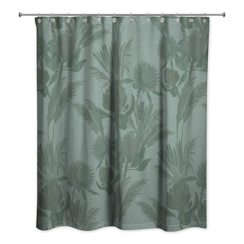 Rideau de douche simple en polyester Mizelle, Émeraude