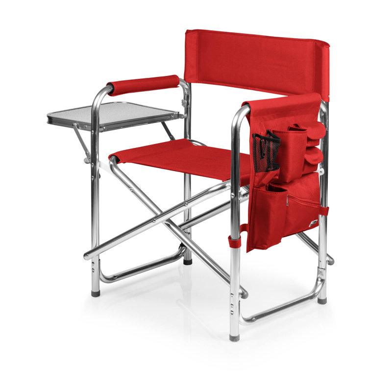 Red Aluminum Portable Camping Chair with Side Table