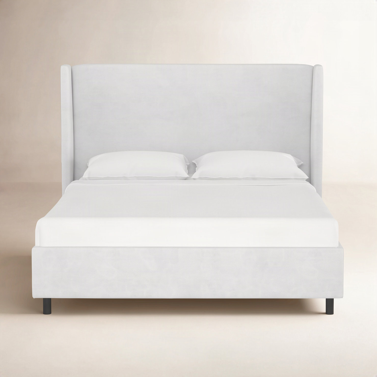 Tilly Linen Upholstered Wingback Bed, Twin, Classic White Velvet