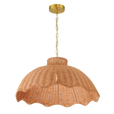 60-Watt Large Scalloped Rattan Pendant Lighting