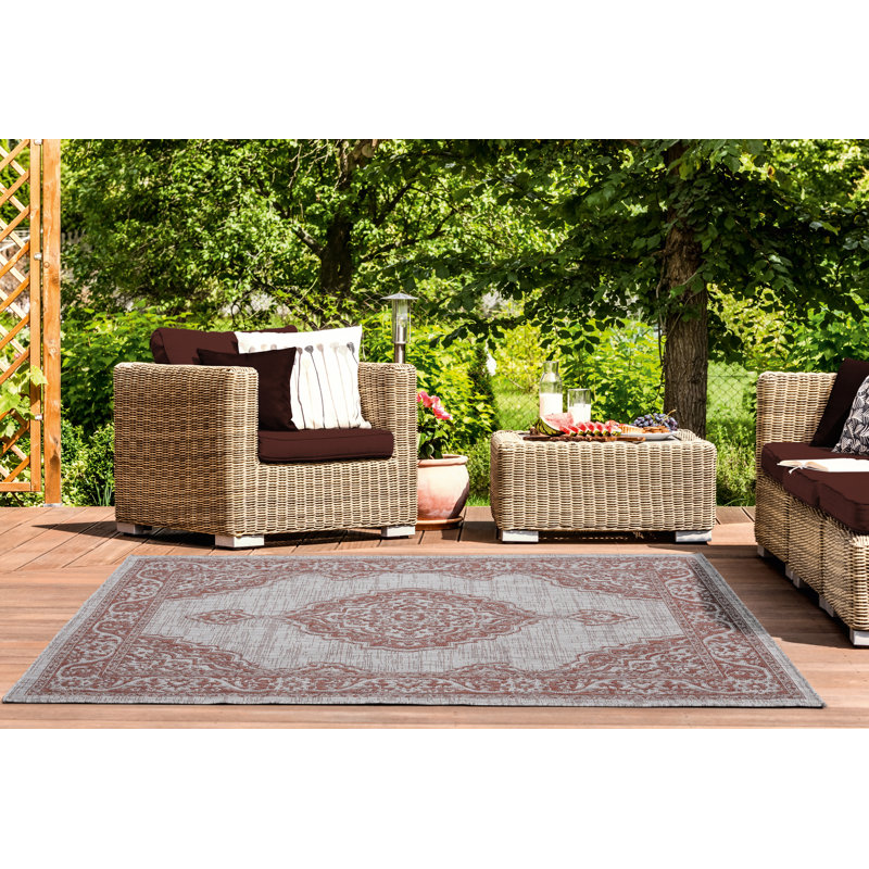 Tapis oriental en terre cuite Mcclinton, Rectangle 5 pi 3 po x 7 pi 6 po