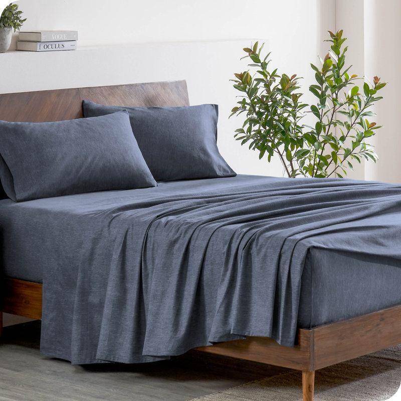 Heather Indigo Cotton Flannel Queen Sheet Set with Pillowcases