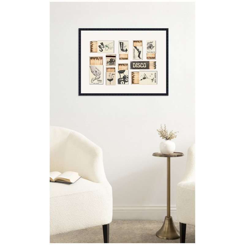 «Vintage Matchboxes Neutral Black and Beige» par Honey Island Studio, reproduction d'art sur toile encadrée