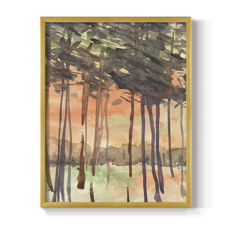 Entre les arbres I, reproduction encadrée - bois massif, H 10 po x l 8 po