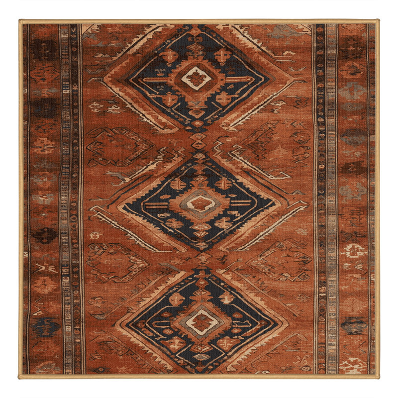 Tapis brun turc lavable à la machine, Carré 5 pi