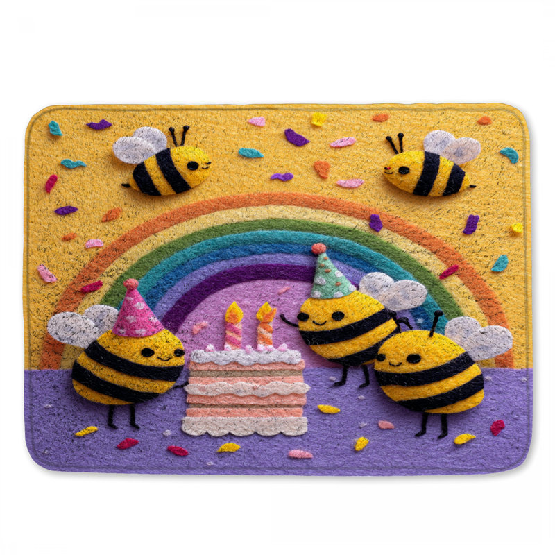 Tapis de bain Felt Bees Birthday Cake, L 34 po x L 21 po